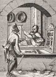 Trabajador de alambre, después de un grabado en madera de Jost Amman (1539-91) de 